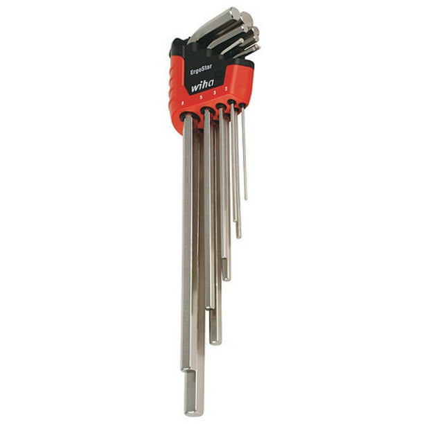 Hex Key Set with Plain Grip 6 Arm 5 Piece 2.5-6mm T-Handle Style 